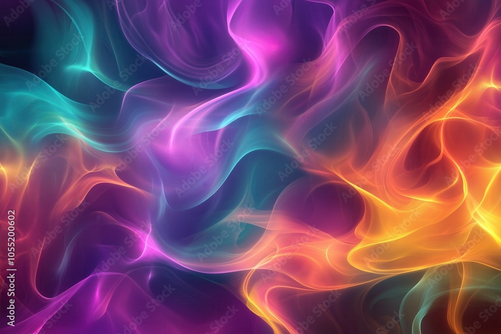 Soft Neon Waves on an Abstract Digital Background, Perfect for Technology Visualization, Graphics, and Educational Projects Soft Neon Waves on an Abstract Digital Background, Perfect for Technology Visualization, Graphics, and Educational Projects