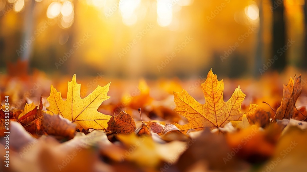 Warm Glowing Fall Leaves with Soft Focus Lighting Warm Glowing Fall Leaves with Soft Focus Lighting
