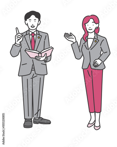 弁護士の男女のアイコンイラストセット
