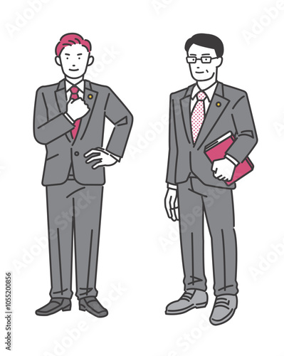 弁護士の男女のアイコンイラストセット