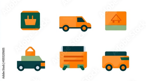 Clipart flat art style icon, Flat Design Icons for Online Shopping and Delivery Services