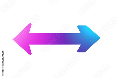 Colorful gradient double-headed arrow icon on a transparent background, symbolizing direction, choice, navigation, or movement. photo