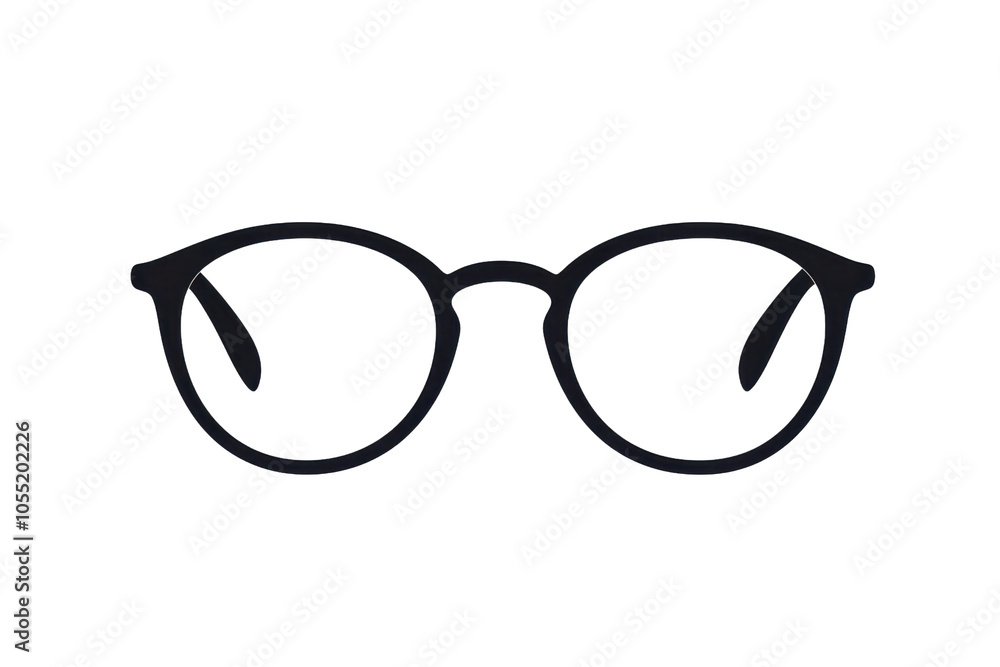 Minimalist black eyeglasses with round frame, transparent lenses, isolated on transparent background. perfect for eyewear design concepts. Minimalist black eyeglasses with round frame, transparent lenses, isolated on transparent background. perfect for eyewear design concepts.