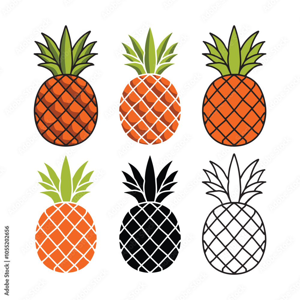 A set of Pineapple vector illustration. A set of Pineapple vector illustration.