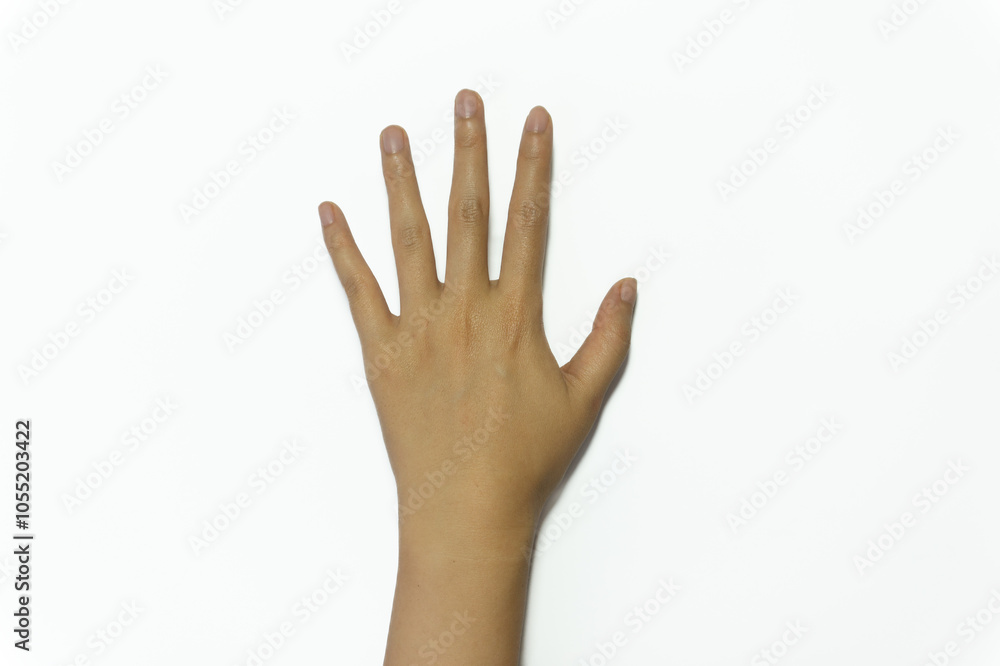 Hand finger sign number 5 isolated on white background. Hand finger sign number 5 isolated on white background.