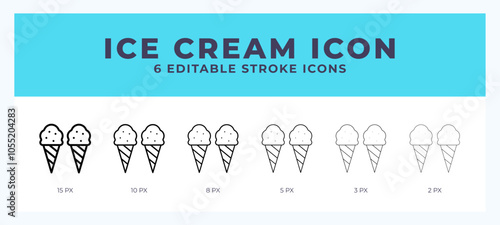 Ice cream lineal icon symbol vector. Black outline for web. App. Presentation and more.