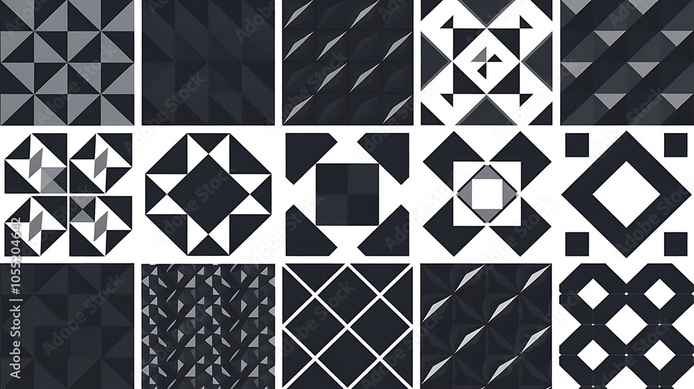 Fototapeta premium 10 Dark geometric seamless patterns eps10