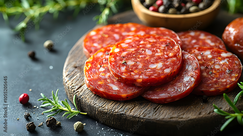 Raw Sausage on a Wooden Board Accompanied by Spices and Herbs
Raw Sausage on a Wooden Board Accompanied by Spices and Herbs