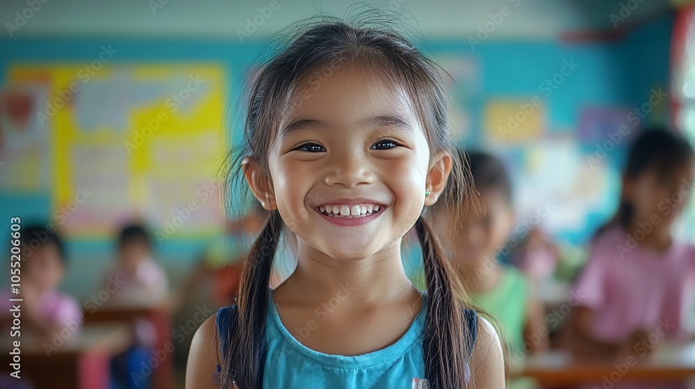 a happy little girl in the school a happy little girl in the school