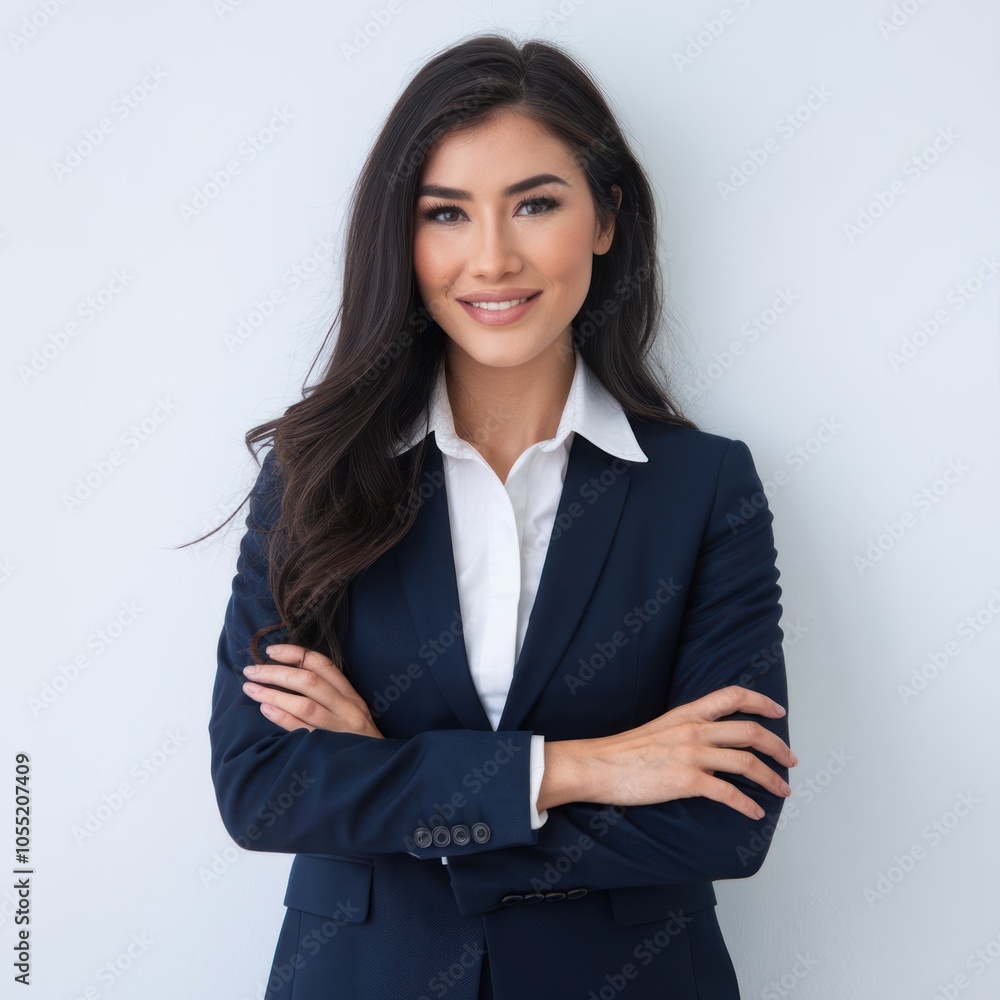 Businesswoman in a formal outfit using a mobile phone application, pointing at the smartphone screen with a focused expression, isolated over a white background Businesswoman in a formal outfit using a mobile phone application, pointing at the smartphone screen with a focused expression, isolated over a white background