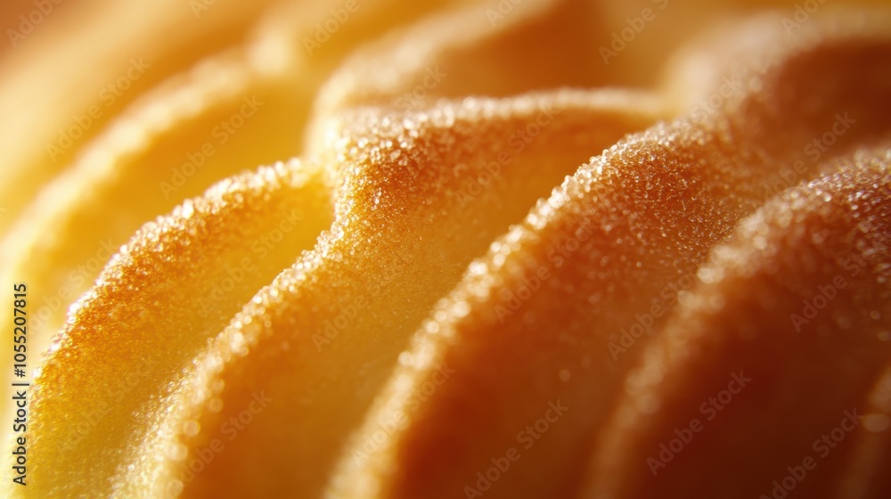 A close-up of a delicate Madeleine cake, its golden A close-up of a delicate Madeleine cake, its golden