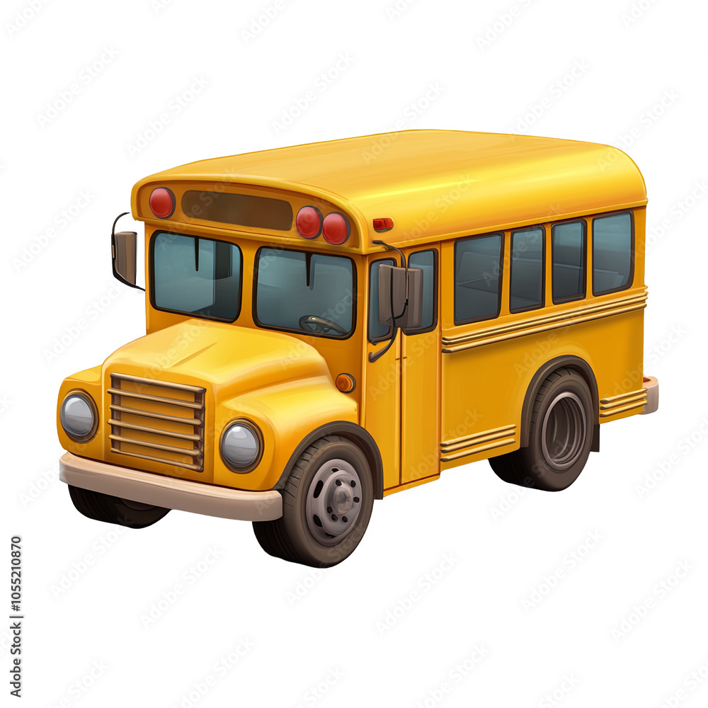 Generative ai illustration Cartoon of a Yellow schoolbus Generative ai illustration Cartoon of a Yellow schoolbus