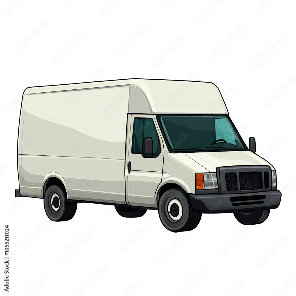 Generative ai illustration Cartoon of a White Delivery Van Generative ai illustration Cartoon of a White Delivery Van