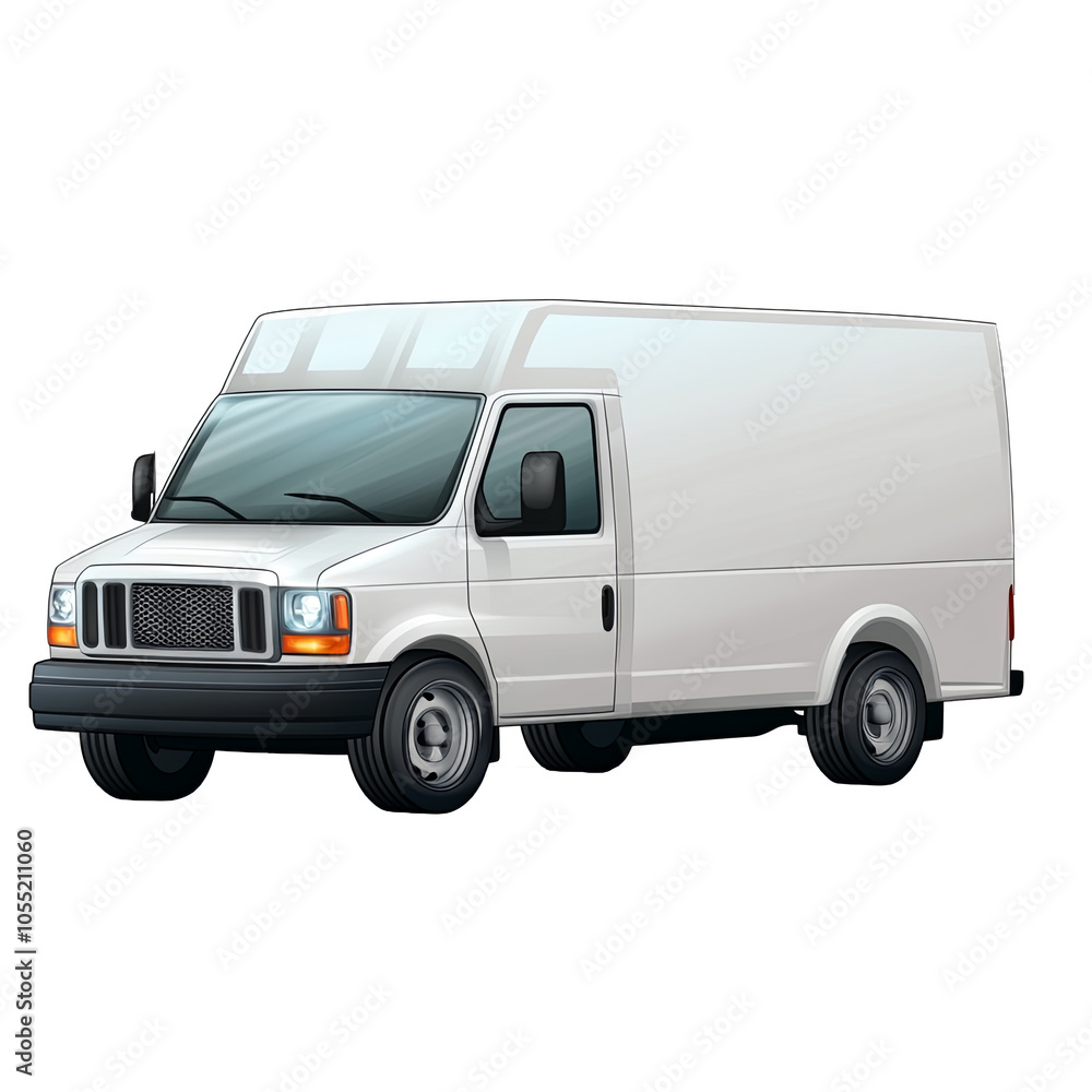 Generative ai illustration Cartoon of a White Delivery Van Generative ai illustration Cartoon of a White Delivery Van
