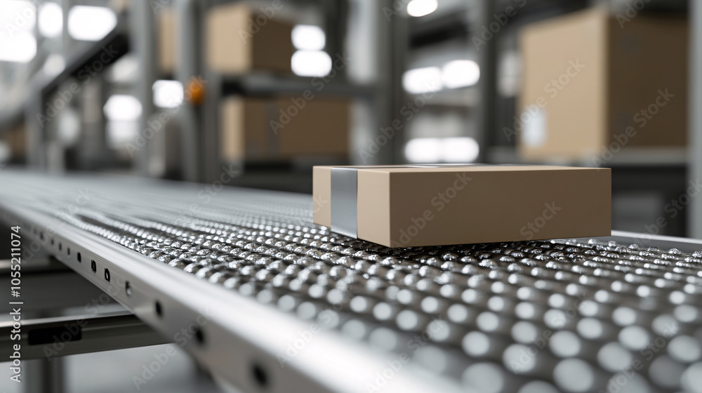 Packed courier on production line against cardboard boxes in warehouse
Packed courier on production line against cardboard boxes in warehouse