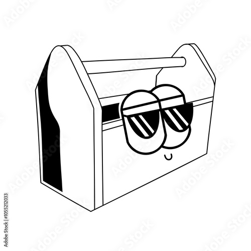 Doodle cute character illustration toolbox sticker outline