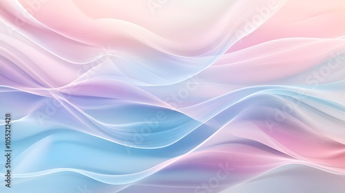 Calming Rhythms of soft, flowing waves in pastel colors blending seamlessly, creating an abstract background that promotes relaxation