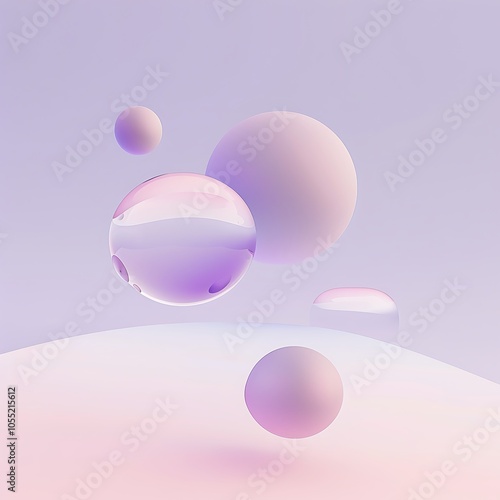 3D Gradient Floating Bubbles on Minimal Background photo