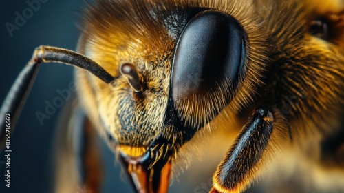 A macro shot of a bee s eye, capturing the intricate details photo