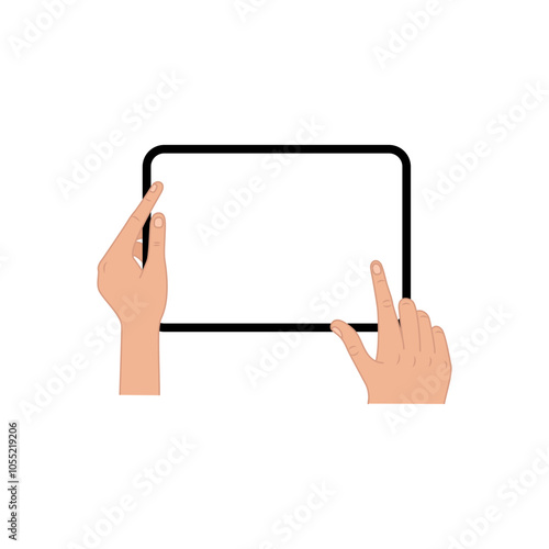 Hand touching tablet