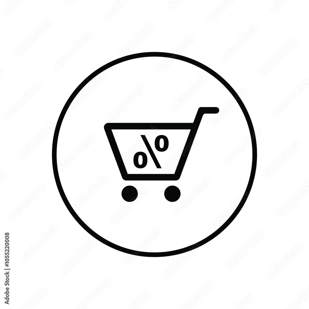 shopping cart and percent promo icon vector shopping cart and percent promo icon vector