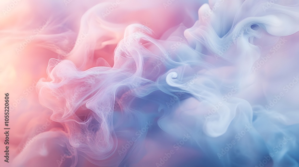 Calming Rhythms represented by swirling smoke-like patterns in pastel colors, creating a serene and relaxing atmosphere Calming Rhythms represented by swirling smoke-like patterns in pastel colors, creating a serene and relaxing atmosphere