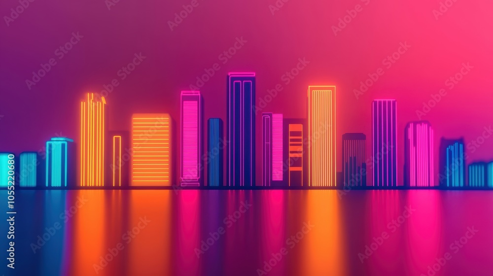 Vibrant Futuristic Urban Landscape at Dusk Vibrant Futuristic Urban Landscape at Dusk