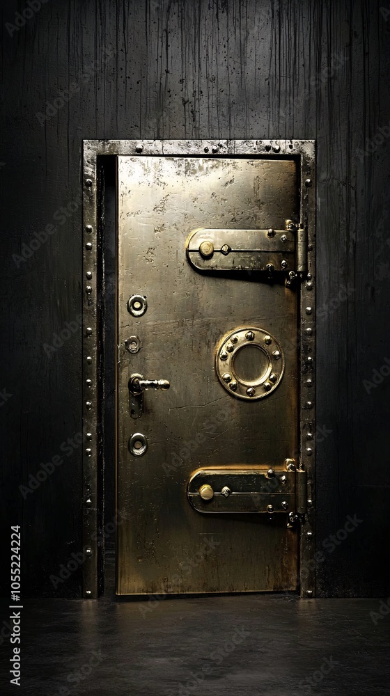 Vault doors slowly opening to reveal rows of gold bullion, security, wealth, and prosperity, rich and dark shadows Vault doors slowly opening to reveal rows of gold bullion, security, wealth, and prosperity, rich and dark shadows