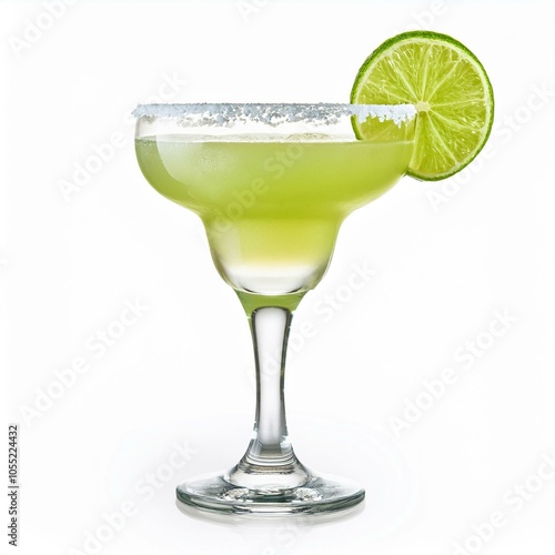 Refreshing margarita cocktail with lime on isolated background