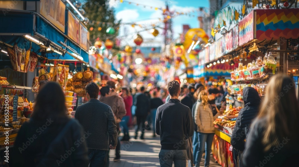 Obraz premium Festive New Year street festival with food and culture