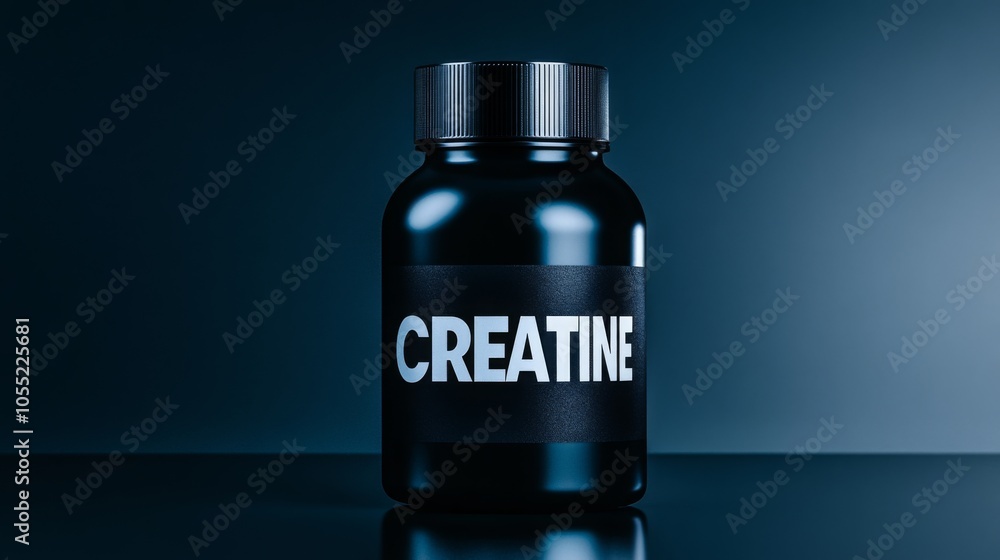 protein bottle creatine on a gray background.