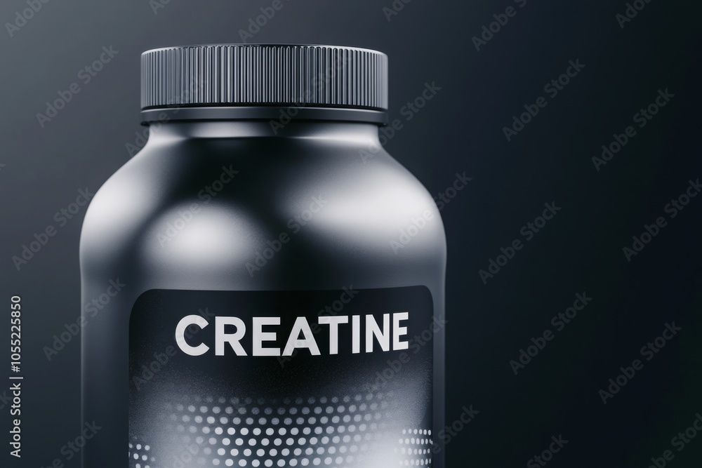 protein bottle creatine on a gray background. protein bottle creatine on a gray background.