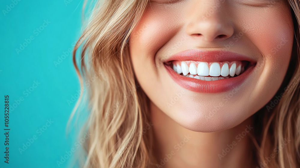 Close-up of a woman’s bright smile and white teeth, showcasing happiness, beauty, and dental health in a natural setting. Close-up of a woman’s bright smile and white teeth, showcasing happiness, beauty, and dental health in a natural setting.