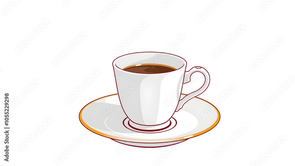 Classic coffee cup with saucer illustration. Generative AI Classic coffee cup with saucer illustration. Generative AI
