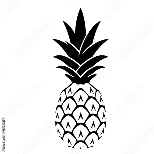 pineapple vector silhouette on white background, simple and minimal vector