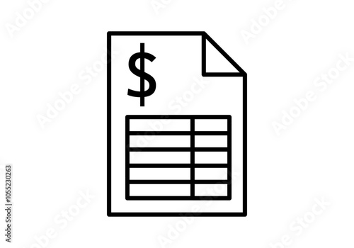 Icono negros de extracto bancario en dólares 