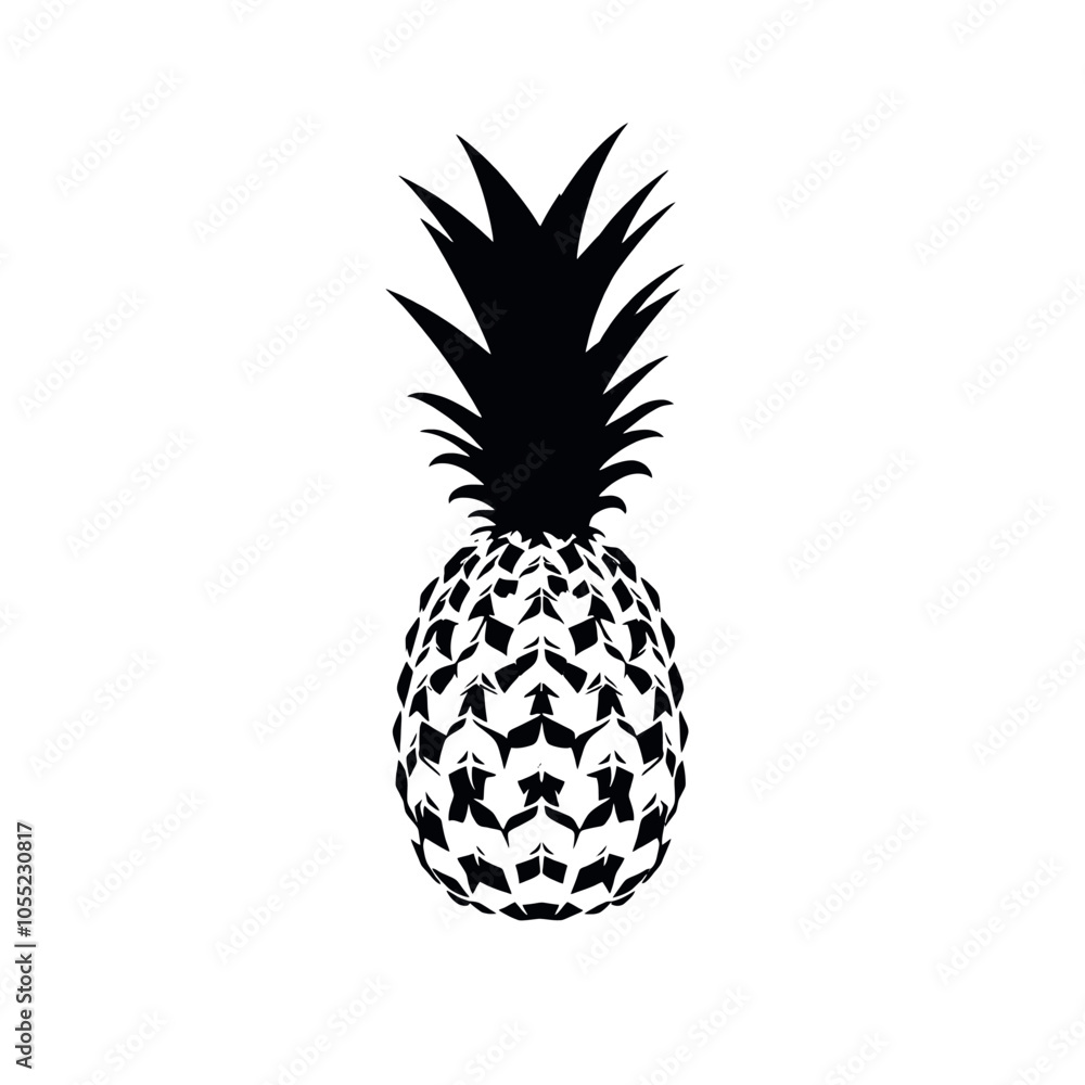 Obraz premium pineapple vector silhouette on white background, simple and minimal vector