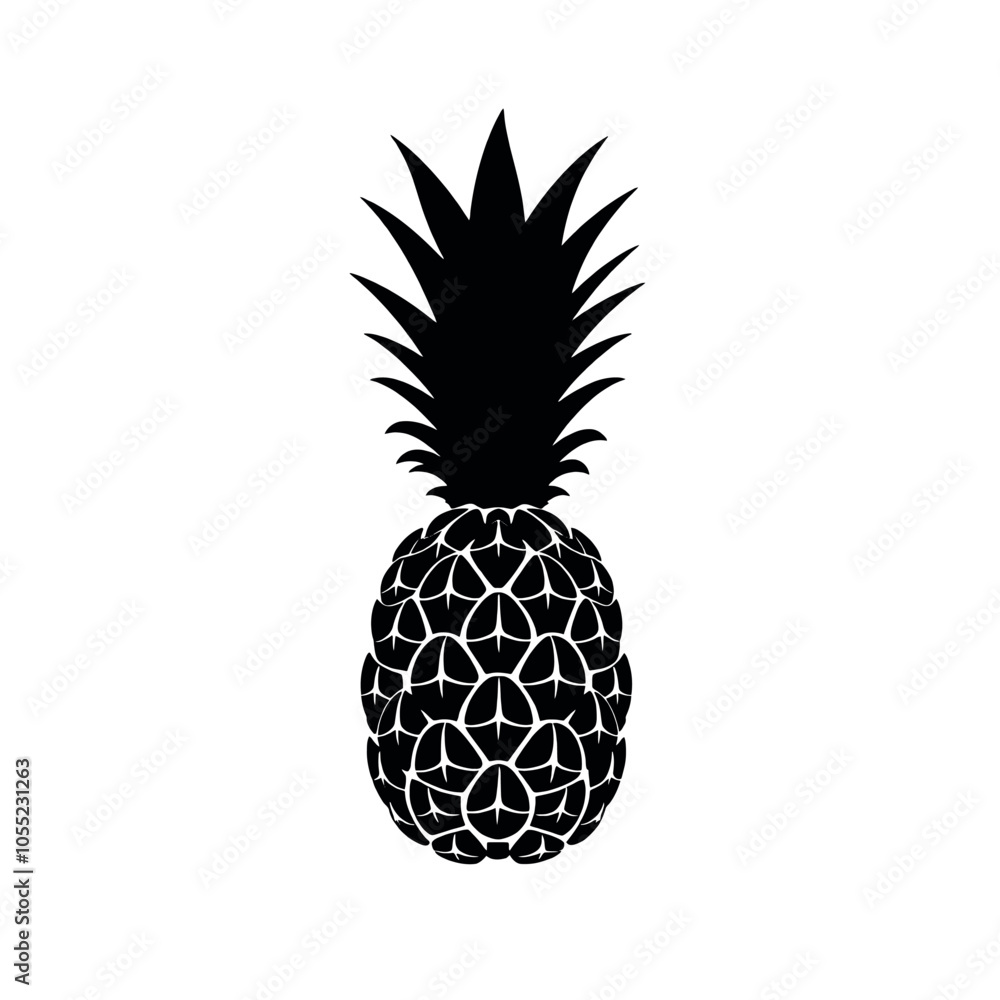 Obraz premium pineapple vector silhouette on white background, simple and minimal vector