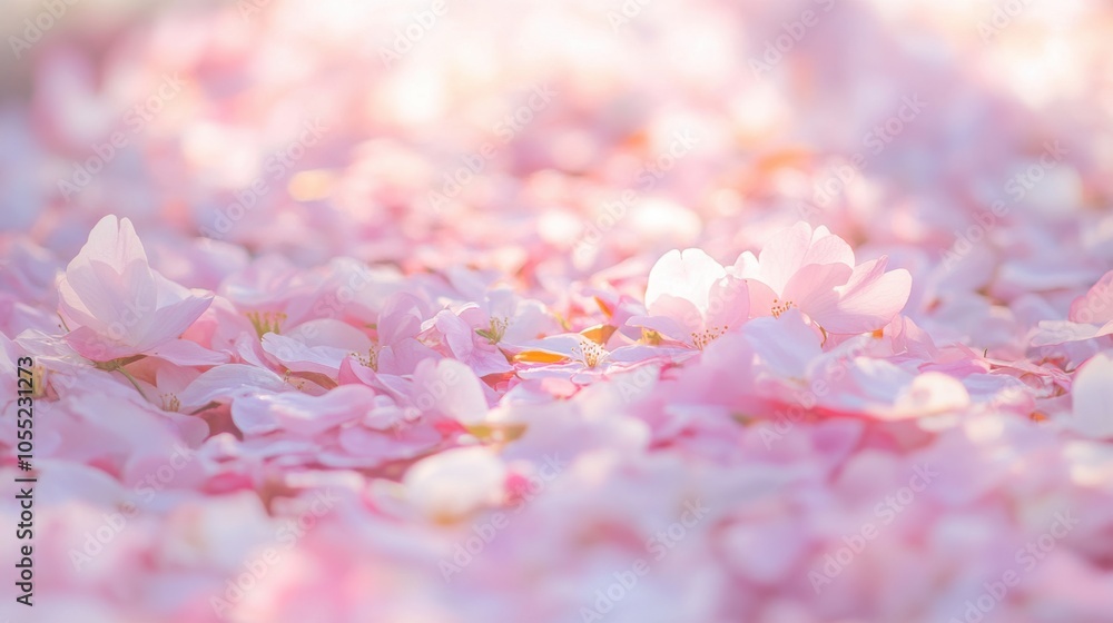 Obraz premium A close-up of delicate cherry blossom petals falling gently to the ground