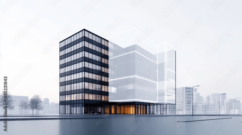 Urban architectural sketch with transparent layers, showcasing the structural beauty and precision of building design Urban architectural sketch with transparent layers, showcasing the structural beauty and precision of building design