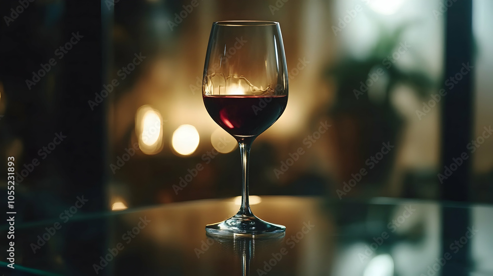 Elegant glass of red wine on a reflective surface with moody lighting, close-up appreciation scene - Elegant glass of red wine on a reflective surface with moody lighting, close-up appreciation scene -