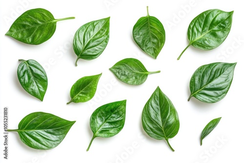 Fresh green betel leaves on white background.