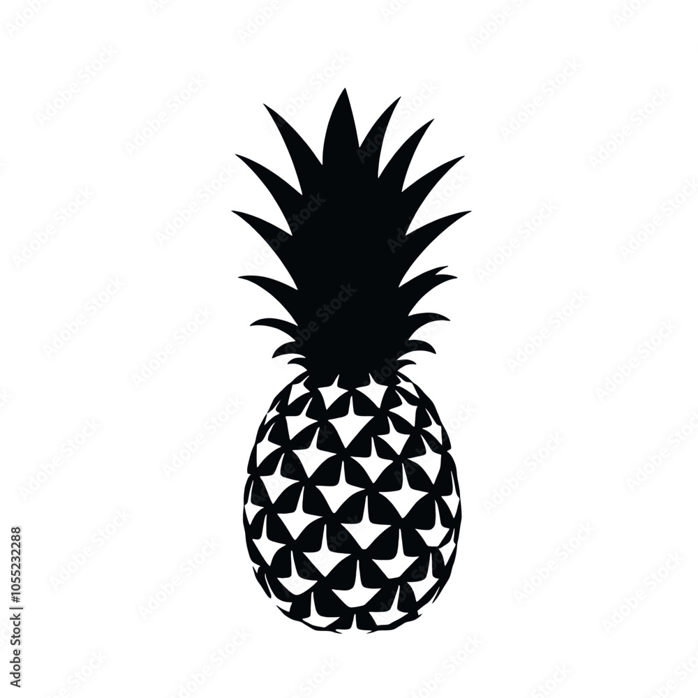 Obraz premium pineapple vector silhouette on white background, simple and minimal vector
