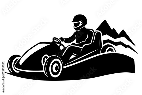 Go Kart racing silhouette design.