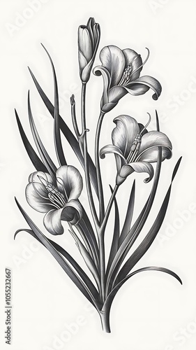 Wallpaper Mural Vector Flax floral botanical flowers. Wild spring leaf wildflower isolated. Black and white engraved ink art. Seamless background pattern. Fabric wallpaper print texture. Torontodigital.ca