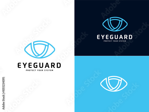 Eye with Shield Protection security cyber Logo Design.