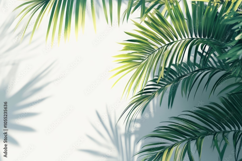 Palm tree leaves on white background. Palm tree leaves on white background.