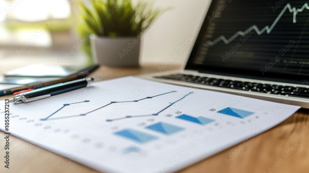 A line graph on a yearly financial report, depicting consistent growth A line graph on a yearly financial report, depicting consistent growth