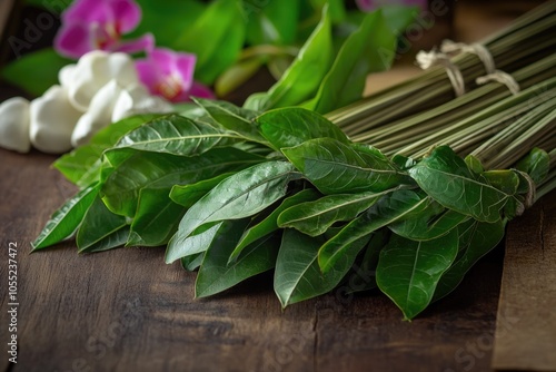 Asian tradition of chewing betel leaves with palm for centuries