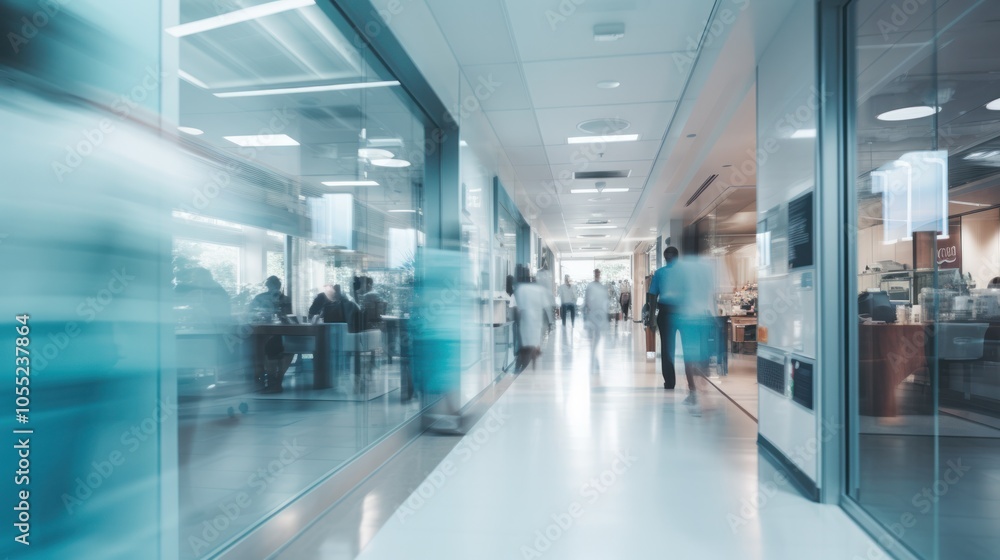 Fototapeta premium medical professionals moving through a laboratory corridor,